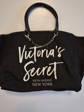 Victoria's Secret Black Canvas Tote Bag